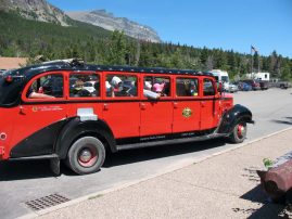 Red Jammer at Rising Sun Shuttle Stopl